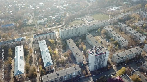Aerial photography of a cityscape in summer on a sunny day