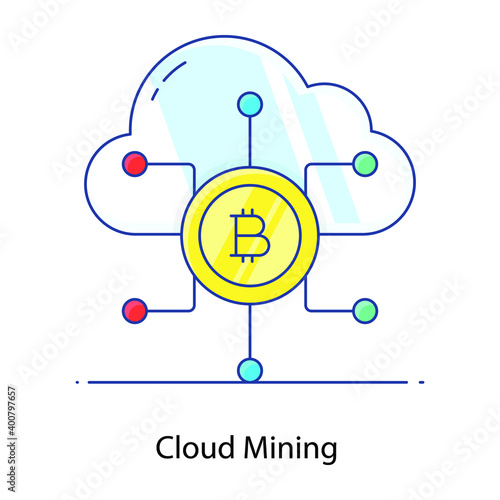 
Concept icon of cloud mining in filled outline design
