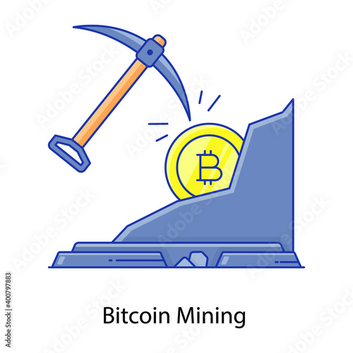 
Axe on bitcoin, concept icon of bitcoin mining
