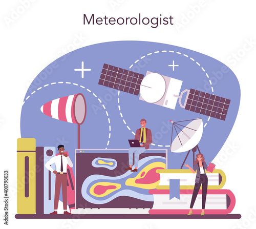 Meteorologist concept. Weather forecaster studying and researching