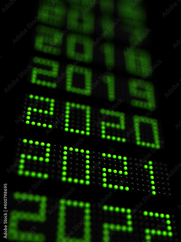 New year 2021 timeline. 3D illustration