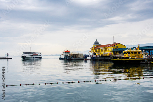 Historical Port view in Pasaport District. Pasaport District is populer tourist attraction in Izmir.