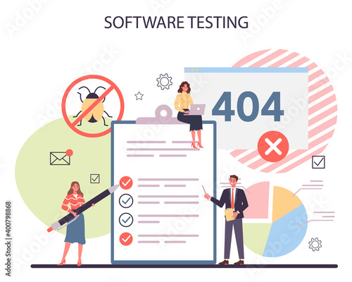 Testing software concept. Application or website code test process.