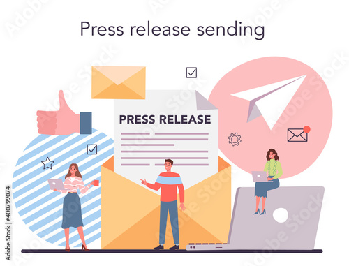 Press release concept. Mass media publishing, daily news