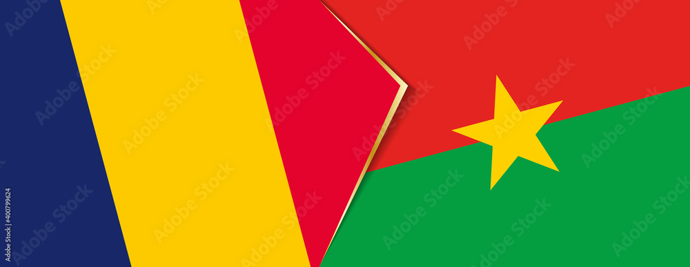 Chad and Burkina Faso flags, two vector flags. Chad and Burkina Faso flags, two vector flags.