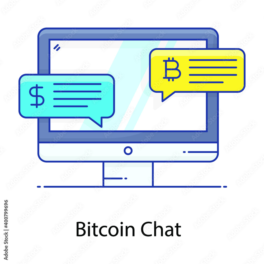 Bitcoin inside chat bubbles, bitcoin chat flat outline concept icon
Bitcoin inside chat bubbles, bitcoin chat flat outline concept icon