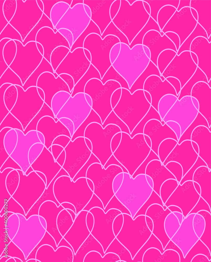 valentine seamless pattern with stylized artistic hand drawn hearts