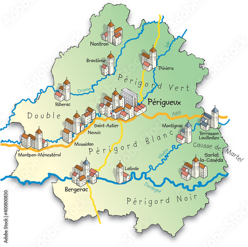 24 Carte du département de la Dordogne