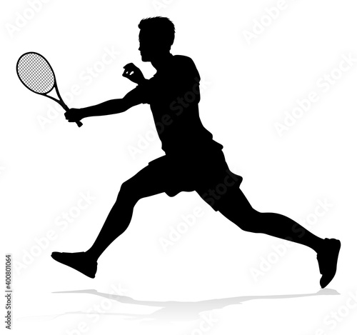 A tennis player man silhouette sports person design element