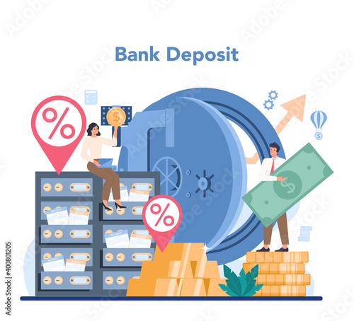 Banker or banking concept. Bank deposit. Idea of finance