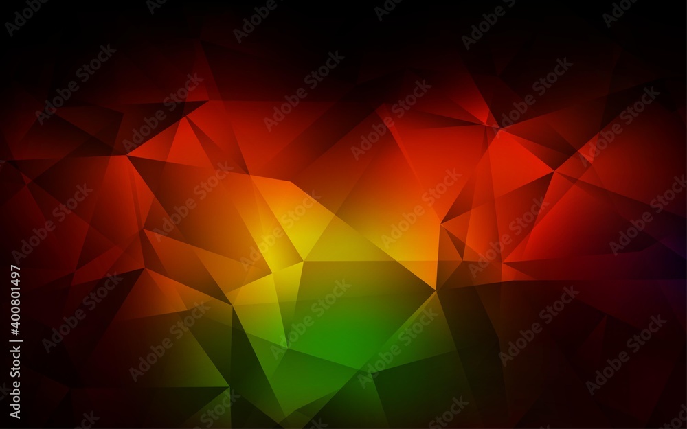 Dark Green, Red vector shining triangular layout. Dark Green, Red vector shining triangular layout.