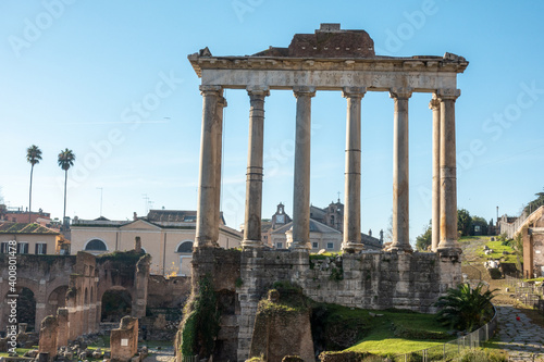 Forum Romanum ancient ruins in Rome, Italy
