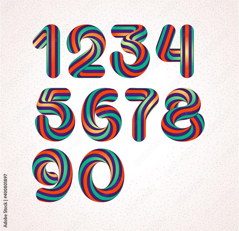 Numeric colored font candy swirly lines theme set Numeric colored font candy swirly lines theme set