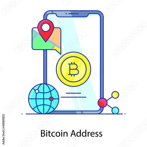 
Vector of bitcoin address in flat outline design
