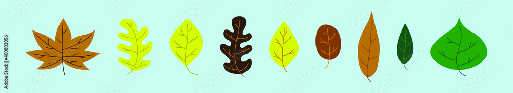 Obraz premium set of leaves cartoon icon design template with various models. vector illustration isolated on blue background