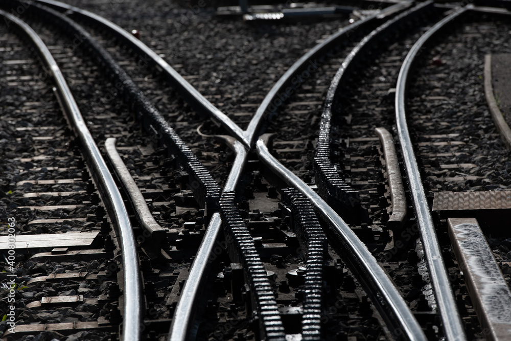 Fototapeta premium at the junction, where to go, left or right in black and white where will my journey go, which direction will life may take