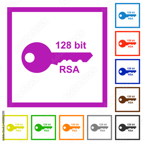 128 bit rsa encryption flat framed icons