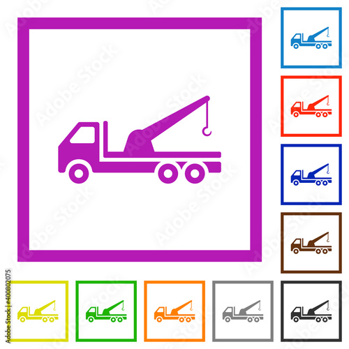 Crane truck flat framed icons