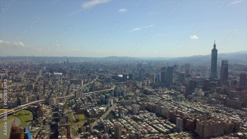 taiwan sunny day taipei cityscape aerial panorama 4k taiwan sunny day taipei cityscape aerial panorama 4k