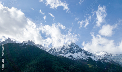 mountains and clouds Chamonix Alps 