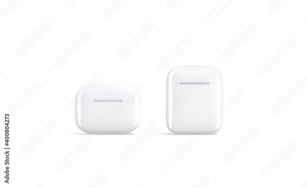 Blank white big and small headphones case mockup stand, isolated Blank white big and small headphones case mockup stand, isolated