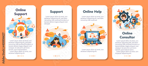 Technical support mobile application banner set. Idea of customer service.