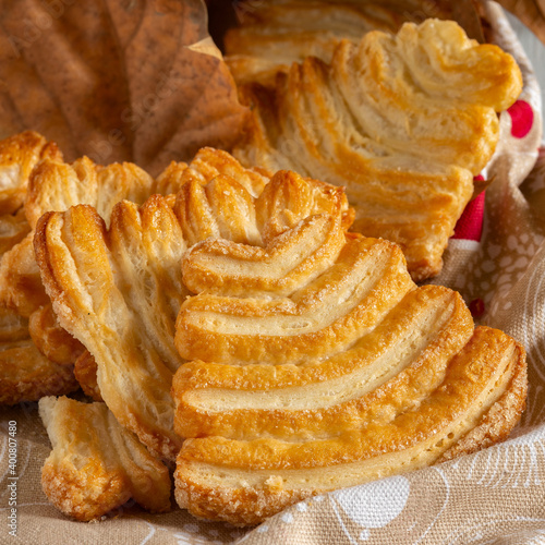 sweet and light puff pastry with honey photo