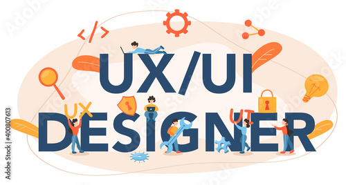 UX UI designer typographic header. App interface improvement