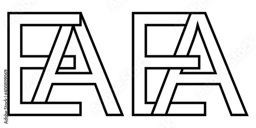 Logo ae and ea icon sign two interlaced letters A E, vector logo ae ea first capital letters pattern alphabet a e photo