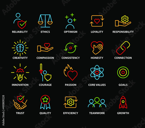 Set Of Core Values icons , vector