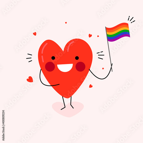 Happy Valentine's Day, love, heart, rainbow flag for LGBT rights. Cute single heart manifest LGBT rights, Pride LGBT heart icon, Lesbian gay bisexual transgender concept love symbol