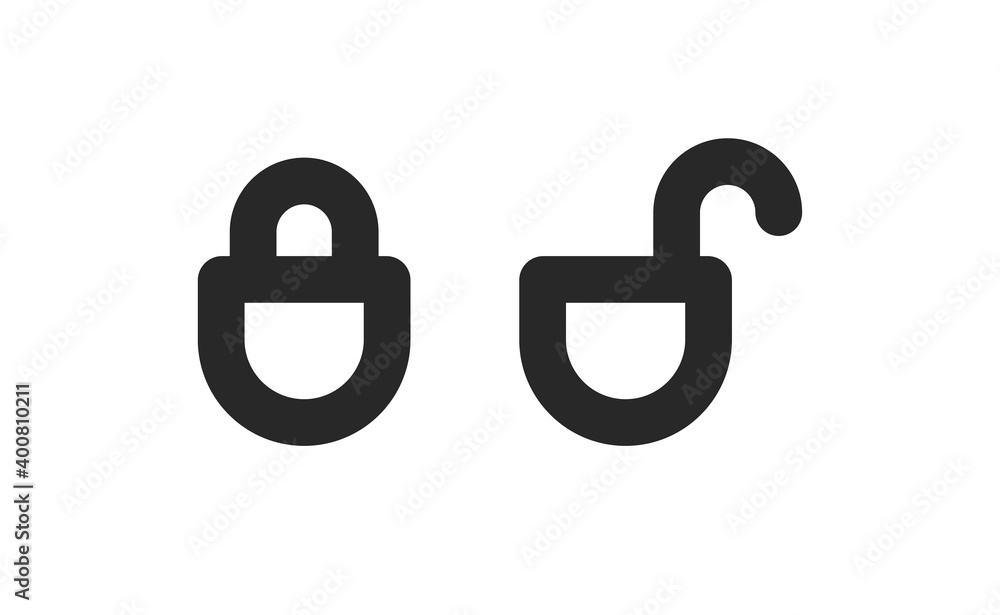 Lock icon in flat style. Security symbol vector illustration. Padlock open an closed. Lock icon in flat style. Security symbol vector illustration. Padlock open an closed.