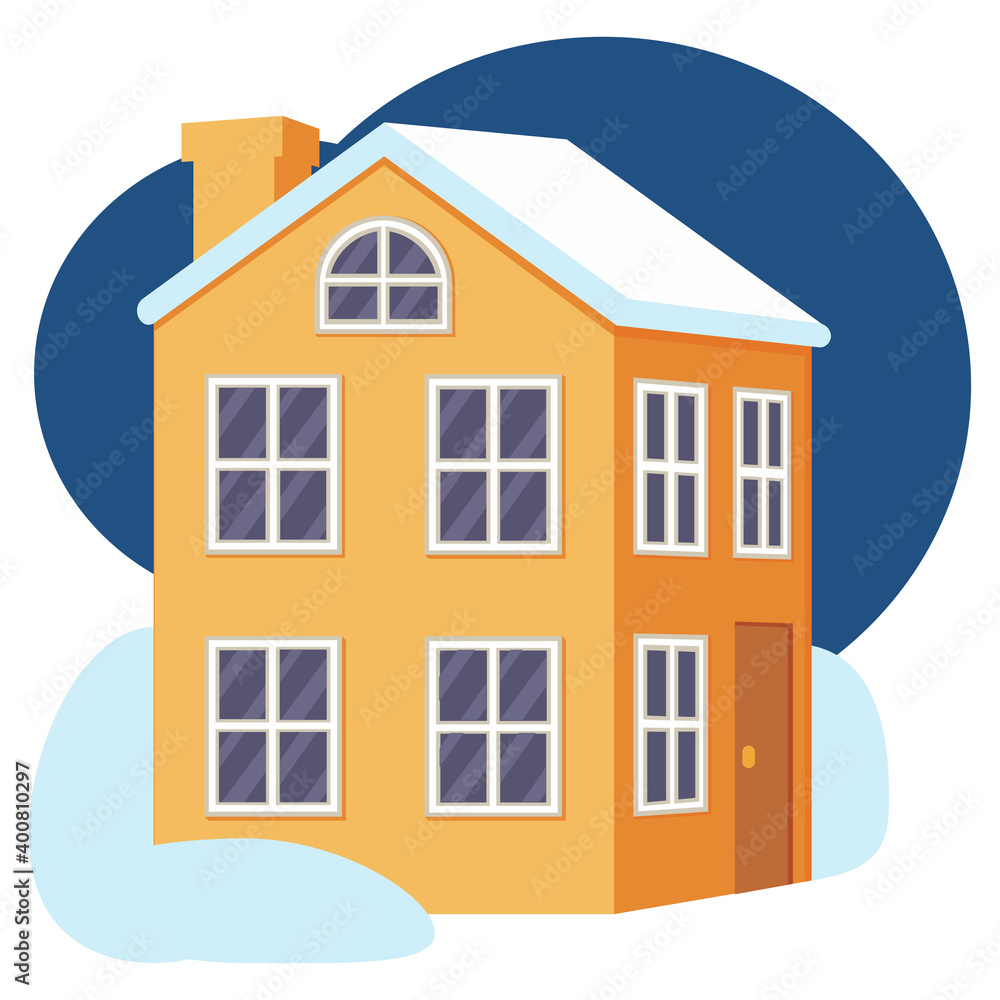 Cartoon colorful winter town house Cartoon colorful winter town house