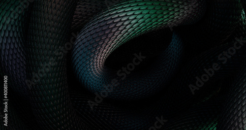 Snakes Abstraction Background. 3D illustration