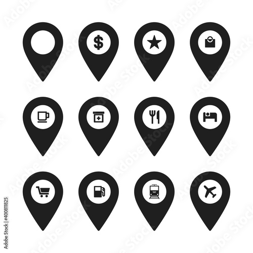 Collection of location pin icon vector illustration. Pin maps collection.