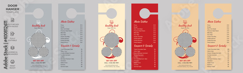 Food Restaurant Door Hanger, Vector illustration, modern Door hanger, do not disturb and make up room sign Premium Vector, Door hanger design template