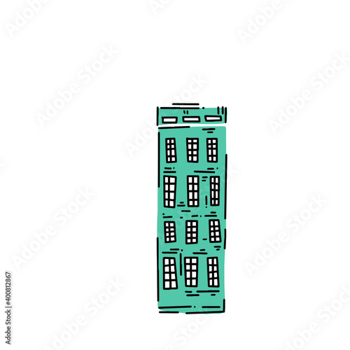 old vintage european houses. Hand drawn sketch in doodle style. Vector image, clipart, editable details. Fairytale house for stickers or children books.