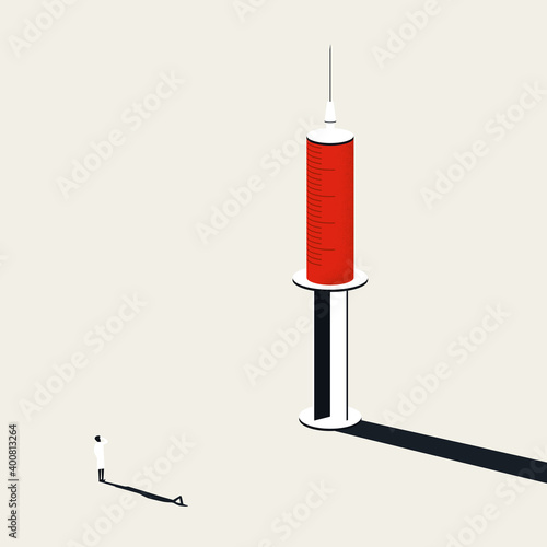 Vaccine against corona virus to prevent covid-19, vector concept. Doctor, scientist with syringe. Medical symbol.