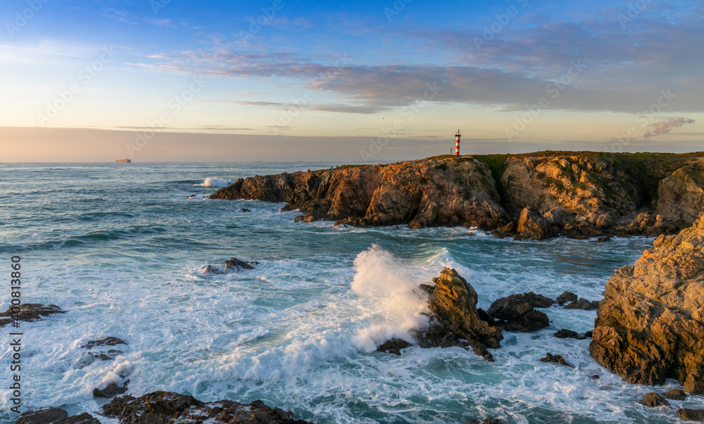 the Porto Covo lighthouse at sunset