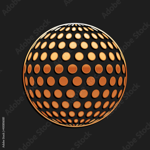 Gold Golf icon isolated on black background. Long shadow style. Vector.