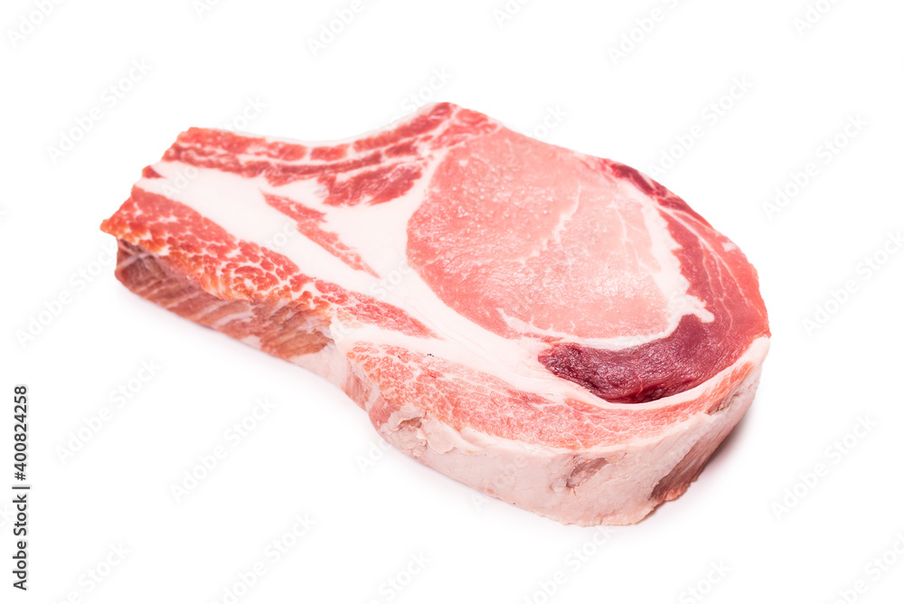 Raw pork isolated on white background.