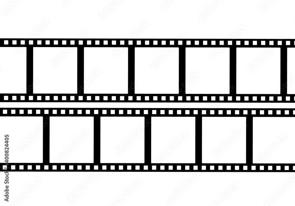 Film frame pattern for photo. Old film tape negative.