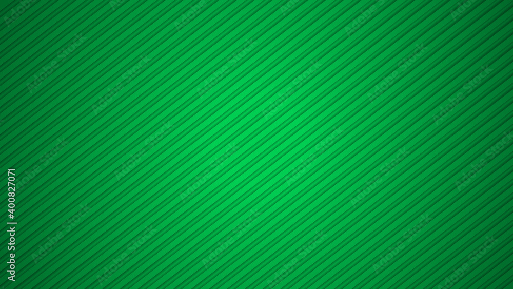 Abstract geometric monochrome background in green colors. Repeating diagonal stripes with shadow.