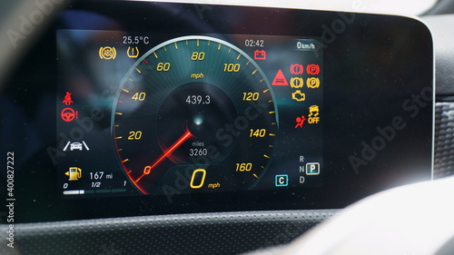 Tableau sur toile All warning lights are illuminated on the digital driver's display screen on a m