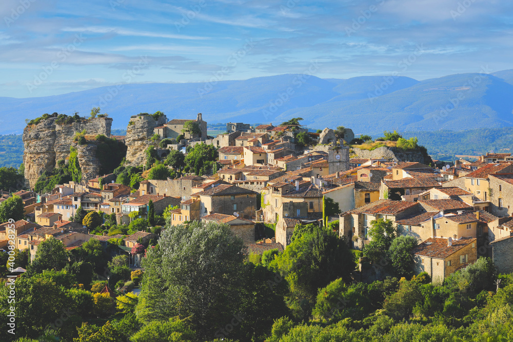 View of small village  in France,  Village landscape with old living houses in the south of France