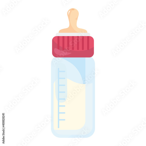 milk baby bottle flat style icon vector illustration design
