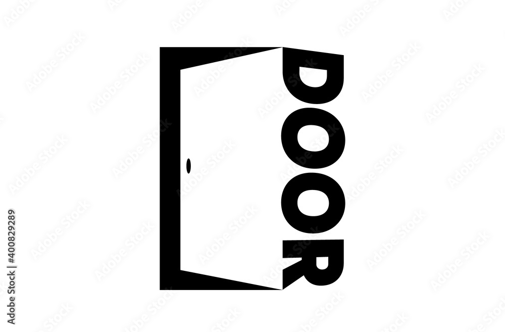 Modern logo design inside door text. Door logo vector template. Vector illustration, mark, logo for design.