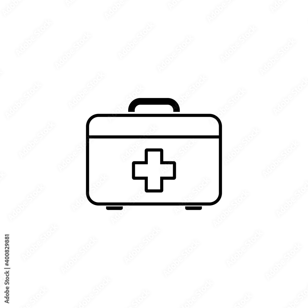Obraz premium First aid kit icon, outline vector illustration.