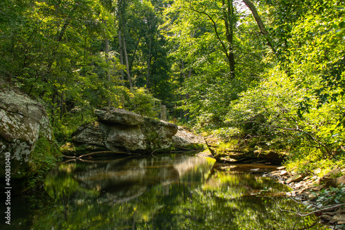 rock formations along the creek in the Bell Smith Springs area of the Shawnee National Forest in southern Illinois.