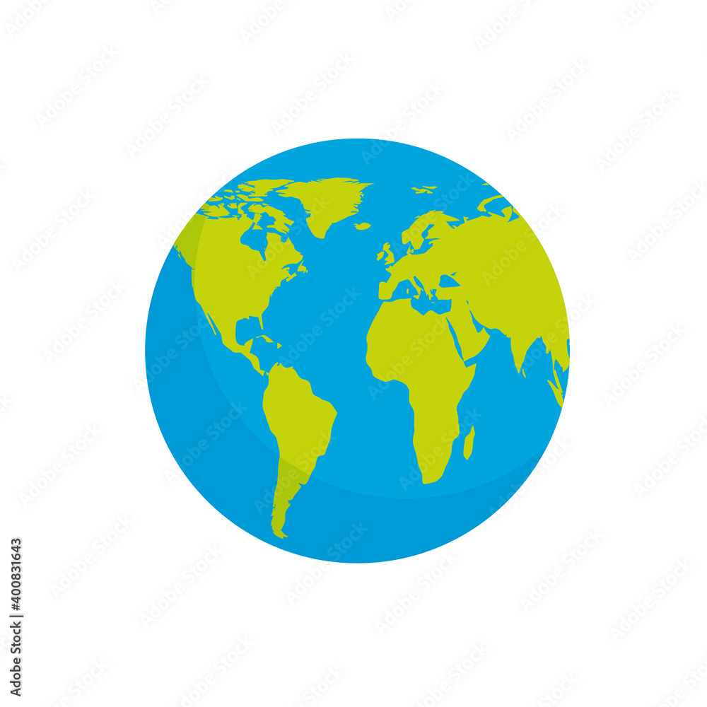 Fototapeta premium Earth planet with shadow on white background.